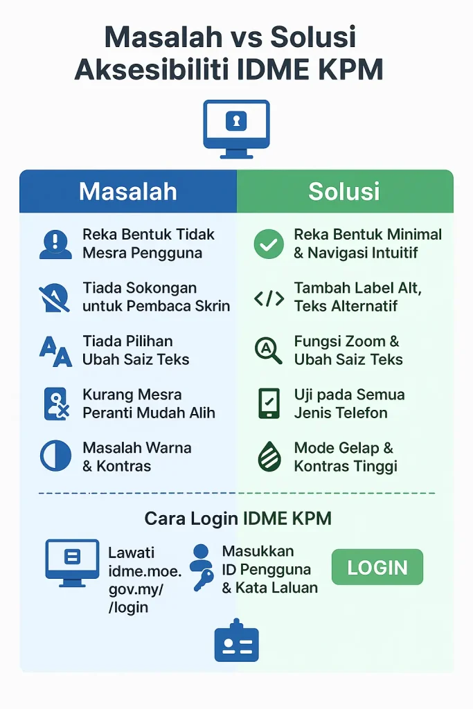 Masalah dan Solusi Aksesibiliti IDME KPM